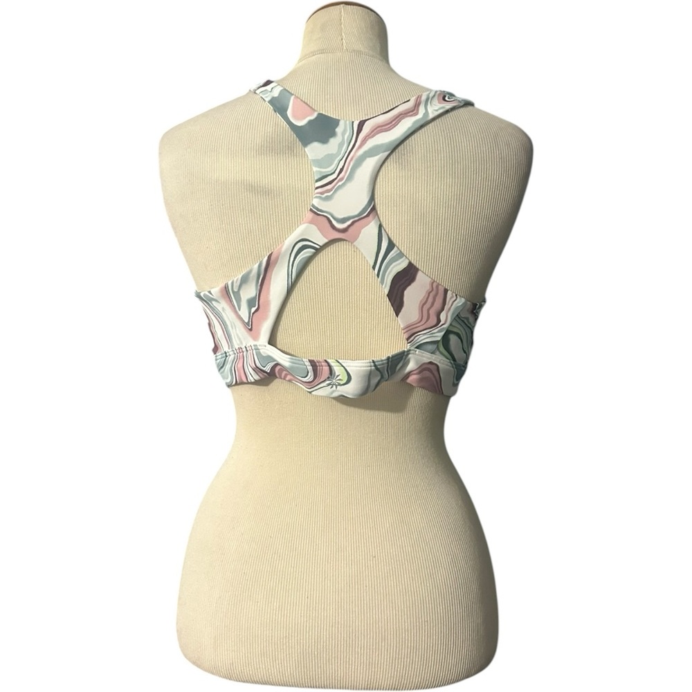 Athleta Ultimate Printed Racerback Sports Bra Activate Marble Multi Color - Picture 4 of 5